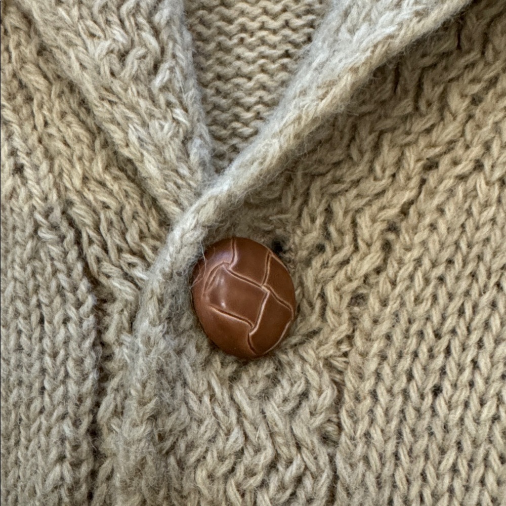 Relaxed Shawl Collar Cable Knit Sweater Cardigan - Beige - Picture 7 of 12